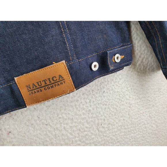 Vtg Y2K Nautica Jeans Denim Trucker Jacket Mens S Blue Dark Indigo - Picture 9 of 11